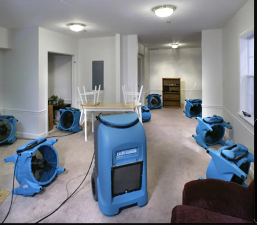 Air movers and dehumidifier setup for Water Extraction & Removal in Glendale